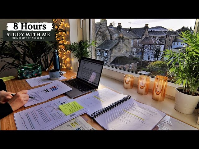 8 HOUR STUDY WITH ME | Background noise,10 min break, 30 min Lunch Break, No Music,Study with Merve