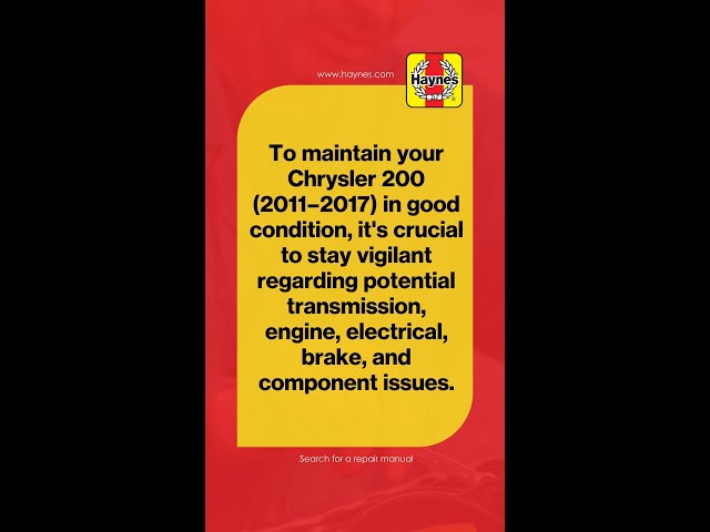 Chrysler 200 (2011-2017) Maintenance Advice From Haynes