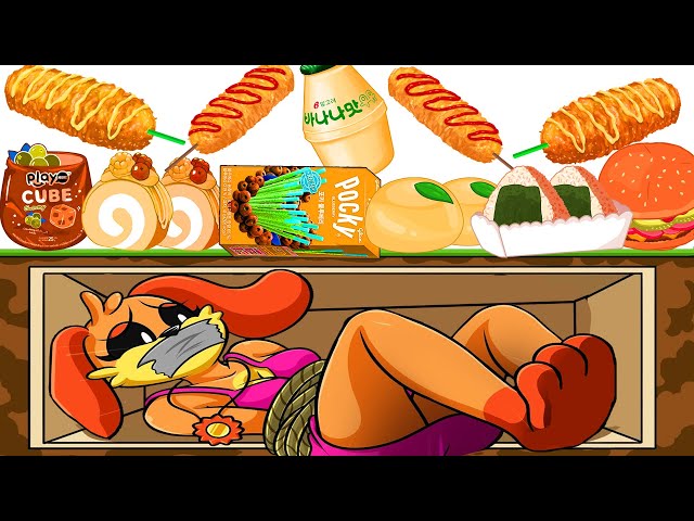 1000 Street Food Challenge with Dogday | ORANGE Food Challenge | Poppy Playtime 3 Animation | ASMR