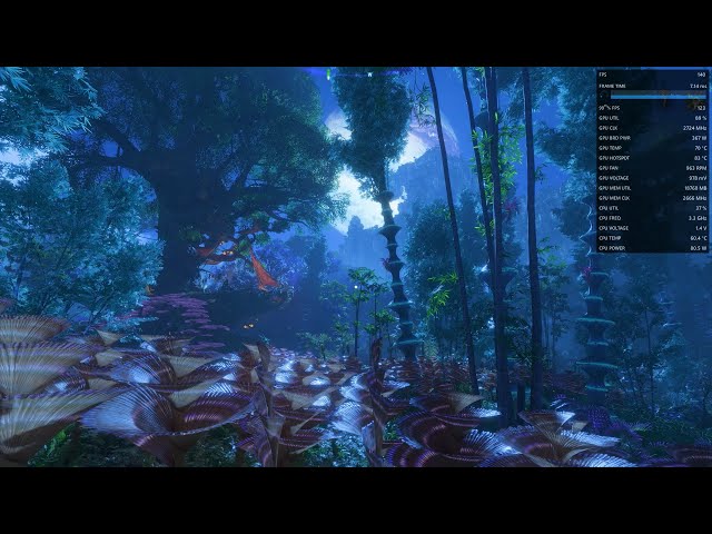 Avatar: Frontiers of Pandora, Night forest run (FSR3 Frame gen) - 7900 XTX, 5950x, 1440p, 140fps