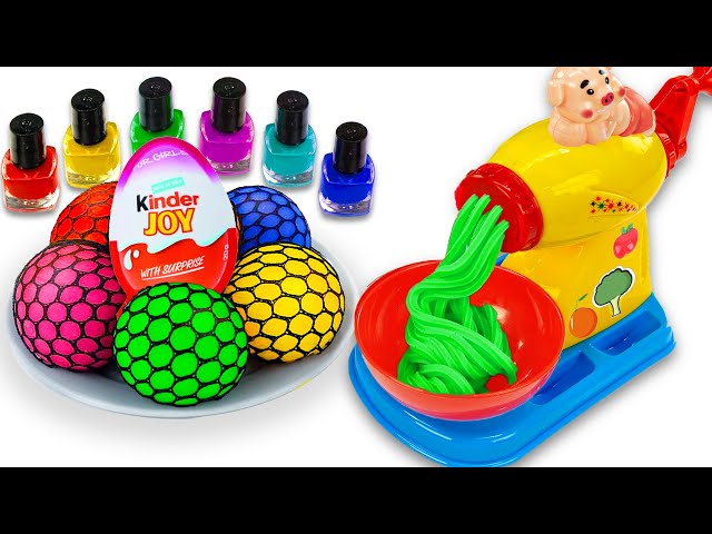 Satisfying Video l How to make Playdoh Noddles by SLIME Stress Ball & Kinder Joy Egg Cutting ASMR