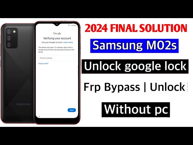 Samsung m02s frp bypass google Account remove without password working methods 2024
