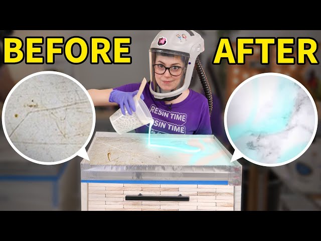 Restoring Furniture with Resin Marble (that glows!)