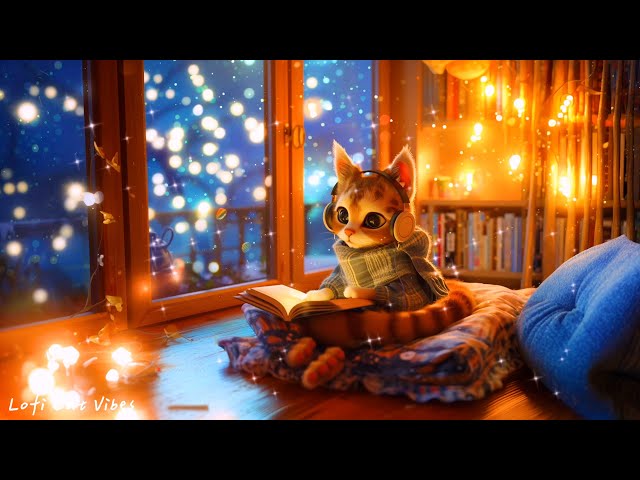 Focus With A Cat 🐈 - A Wonderful Night 🌙 | Lofi Hip Hop | Chill Beats | Lofi Songs To Study - Relax