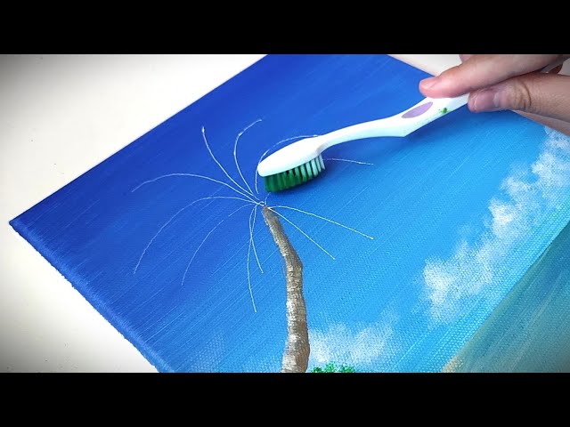 The easiest way to draw a palm tree! / Toothbrush Painting Techniques