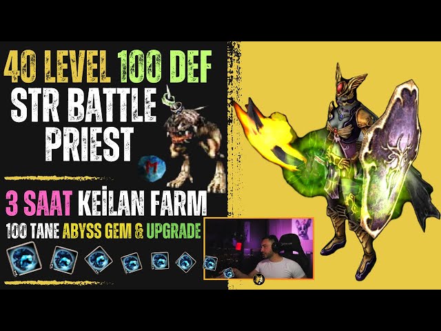 Elite STR Battle Priest (40 Lvl) | 3 Saat Keilan Farm & 100x Abyss Gem, Upgrade | Knight Online