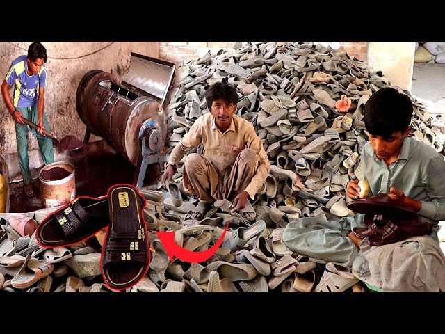 Recycling Method Of Old Plastic Shoes/How Old Nylon Shoes Are Recycled To Make New Toilet Shoes