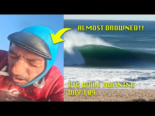 SURFING NAZARE SCARIEST WAVES OF MY LIFE - BIG WAVE TRAINING DAY 109