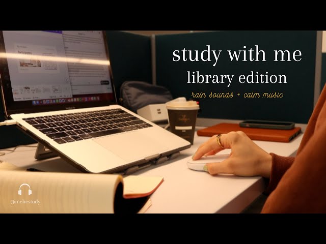 2-HOUR STUDY WITH ME 🌟🎧 Library Edition / Pomodoro 25-5 / 🌧 Rain Sounds + Calm Music