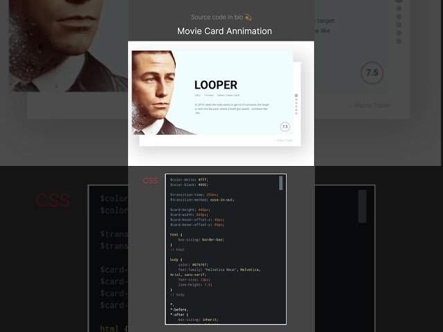 movie Card Slider animation effect project in html css #html #reactjs #css #viral #shorts #coder