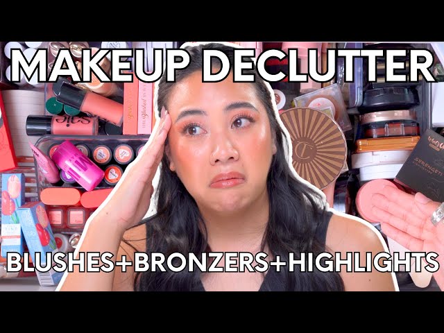 HUGE MAKEUP COLLECTION DECLUTTER PT. 1 | BLUSHES/BRONZERS/HIGHLIGHTERS