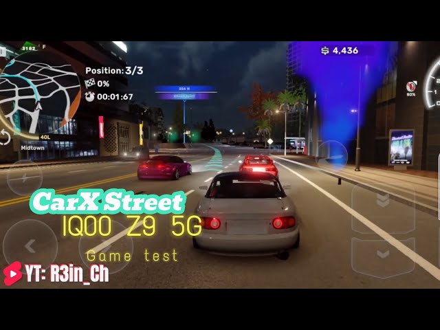 Iqoo Z9 5G - CarX Street Game test (medium settings) Snap 7 gen 3