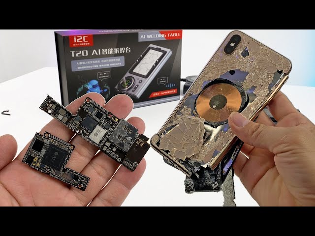 Restoring Smashed iPhone Xs Max with i2C T20 AI Separating Tool
