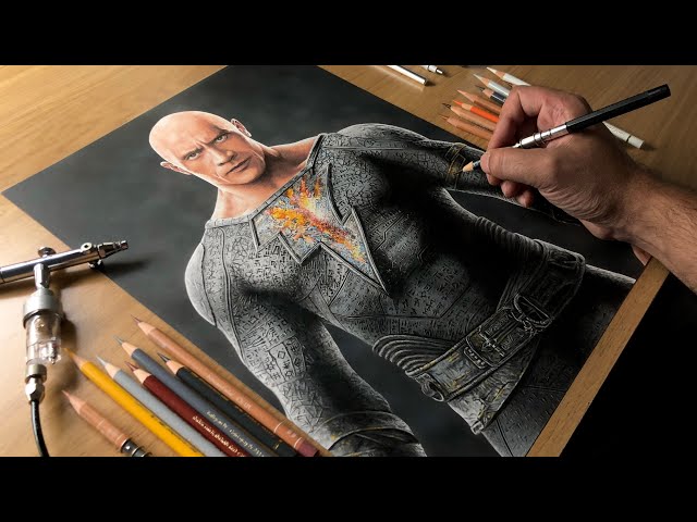 Drawing Black Adam (The Rock) - Time-lapse | Artology