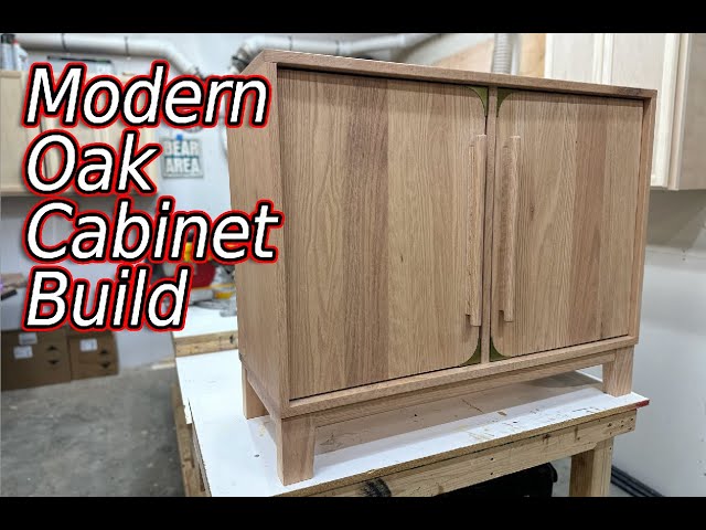 Custom Modern Cabinet Build || Solid Oak Liquor Cabinet || Minimalist Cabinet || How to Woodworking