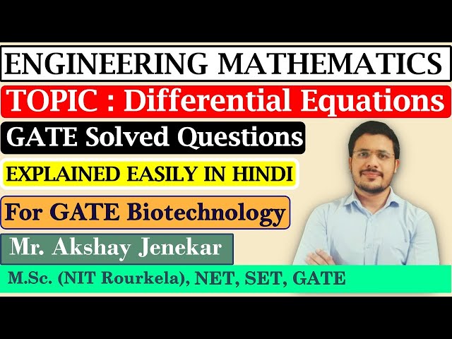 GATE Biotechnology | Engineering Mathematics | Solved Questions of Differential Equations | BE Btech