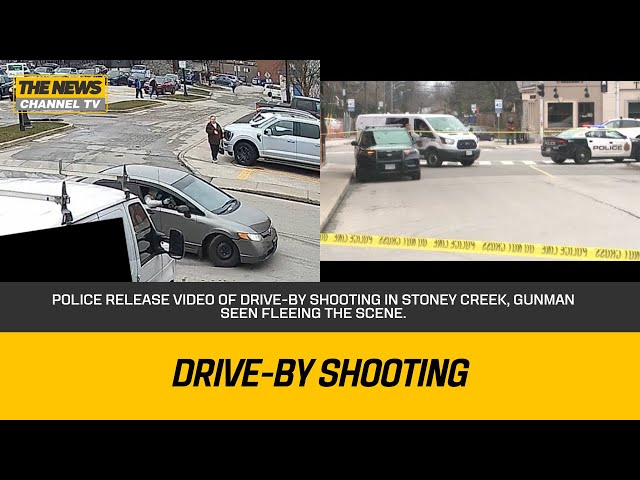 Police release video of drive-by shooting in Stoney Creek, Gunman seen fleeing the scene.