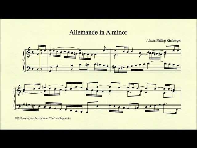 Kirnberger, Johann Philipp, Allemande in A minor, Harpsichord