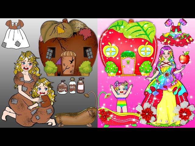 [🐾paper diy🐾] Magic Apple Vs Rapunzel Mother and Daughter New Home | Rapunzel Compilation 놀이 종이