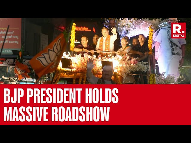 BJP Chief JP Nadda Holds Roadshow In Kerala’s Kozhikode Ahead Of Lok Sabha Polls