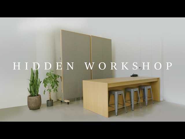 DIY Workshop with a Hidden Pegboard, Whiteboard, and Tools