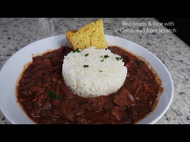 Southern red beans and rice with cornbread from scratch