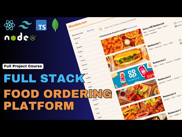 Build & Launch an Enterprise-Level Food Ordering Platform: React Node.js MongoDB Auth Stripe & More!
