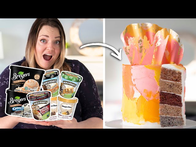 Turning $5 ICE CREAM into a BAKED CAKE!