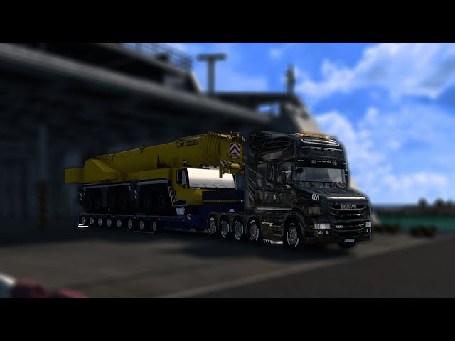 Scania T delivers an XXL crane on a low-loader | Euro Truck Simulator 2