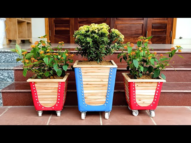 Recycling Plastic Chairs into Great Flower Pots, Plant Pots with Wheels