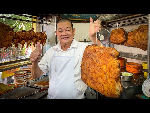 Malaysia Michelin Award-Winning: Daily Preparation of Juicy & Crunchy Charcoal Roast Pork