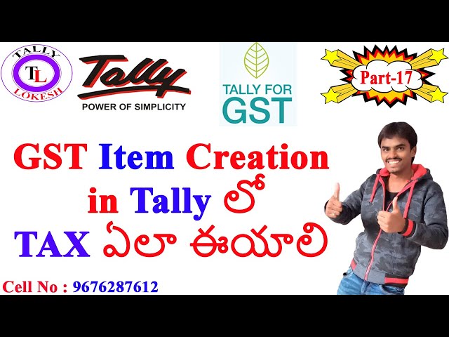 GST ITEM TAX CREATION IN TALLY ERP9 ||TELUGU||