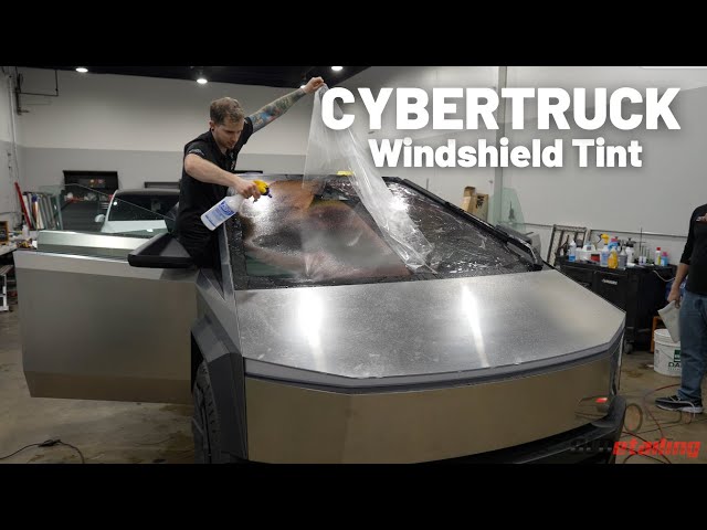 First Cybertruck Front Windshield Tint - One Piece in 50% - Full Install Video - Difficulty Score 7
