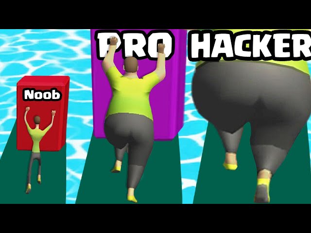 EATING to be THE FATTEST FAT PUSHER in Fat Pusher (Noob Vs Pro Vs Hacker)