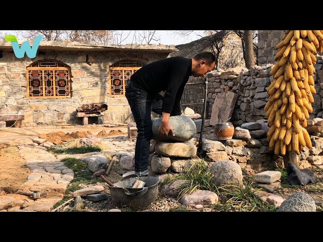 The man builds and renovates a house with stone in the countryside | House & garden Part4 | WU Vlog