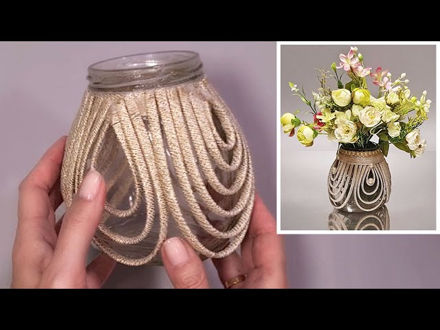 DIY😍Luxurious vase made from a glass jar and cord🔥