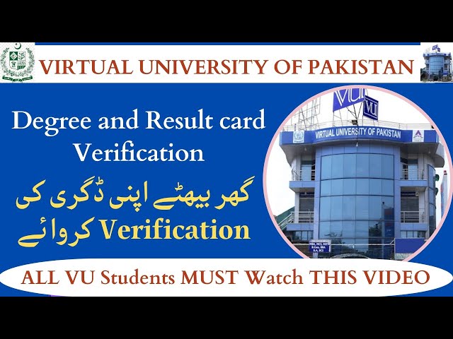 VU Degree Verification| How to apply Final Transcript| How to verify your Virtual UniversityDegree