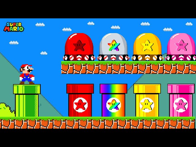 Super Mario Bros. but DON’T FALL into The WRONG Custom Pipe All Stars!...