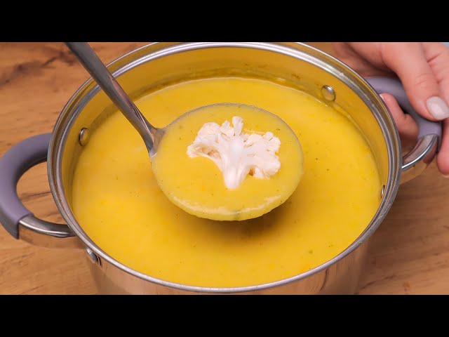 This cauliflower soup is so delicious that I make it every day! Vegetable soup in 30 minutes.