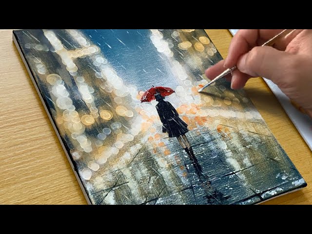 How to Draw a Rainy Street / Acrylic Painting for Beginners