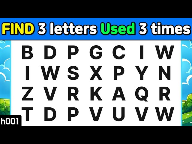 Find the same letters.【 Concentration,Find letters,Word Quiz,Memory,brain training 】 hard #001