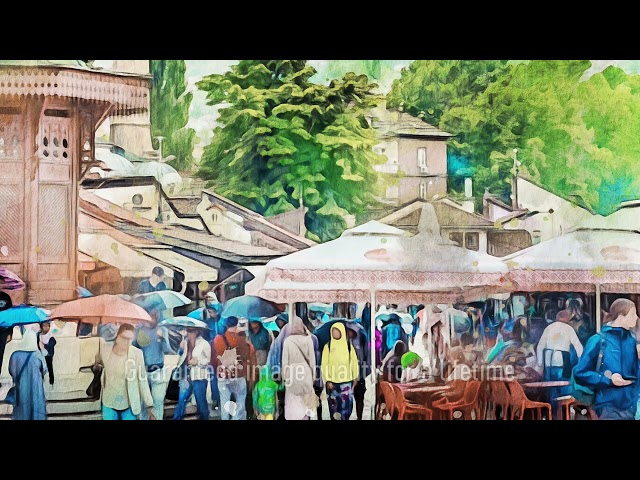 Premium Handmade Art Print "Sarajevo Bascarsija in Watercolors" by Dreamframer Art