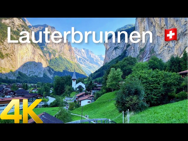 Walking tour in Lauterbrunnen, Switzerland 4K 60fps - Most beautiful valley in the world