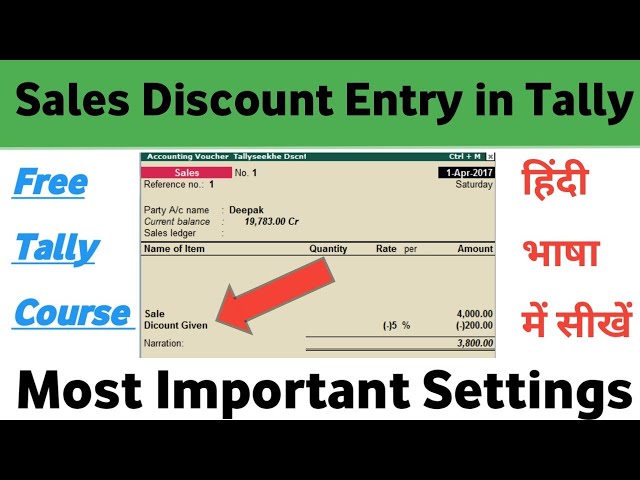 Sales Discount Entry in Tally Erp 9