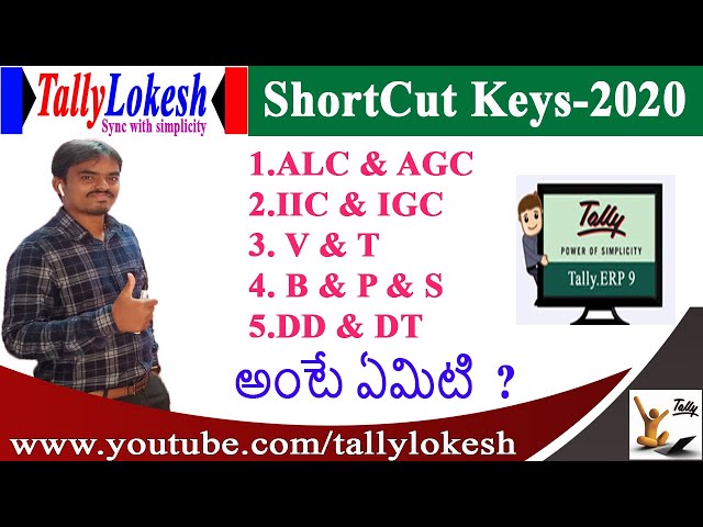 Most Important Shortcuts in Tally Telugu By Lokesh - 2020