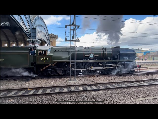 SLIPPING HELL! British India Line STRUGGLES to gain traction at York. Steam Train Video 2022