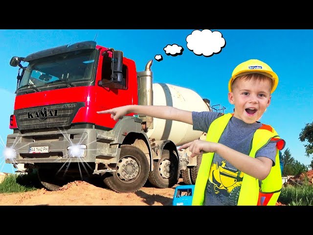 Funny Alex Ride on Power Wheel Truck Mixer to Help Man Real Truck and Car Toy