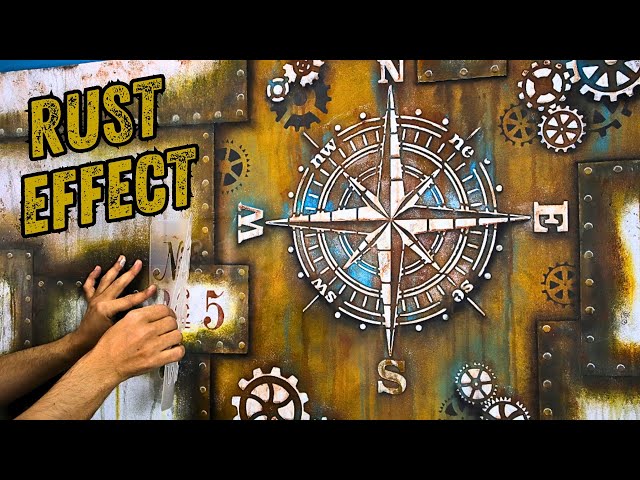 How to make a rusty wall art ✨ Texture stencil - acrylic colors