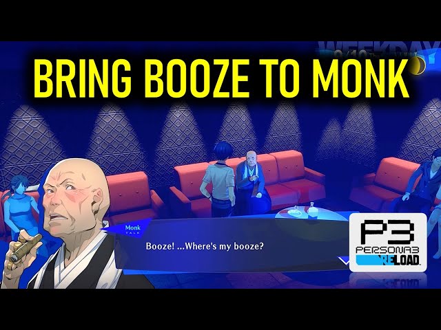 How to talk to the Monk at Club Escapade: Bring Booze to Monk | Persona 3 Reload