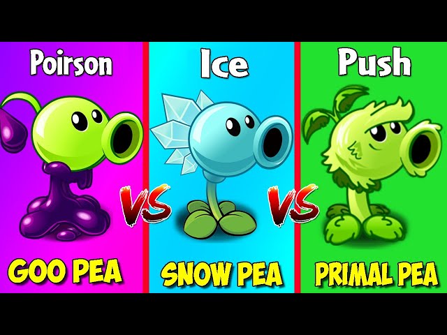 PvZ 2 Plant Vs Plant - Goo Peashooter VS Primal Peashooter VS Snow Pea